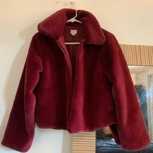 Burgundy Faux Fur Soft Jacket